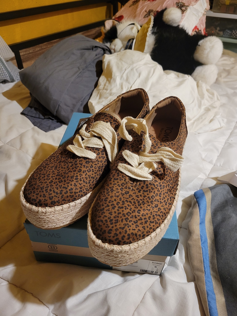 TOMS Women's Leopard Espadrille Platform Sneakers in Brown